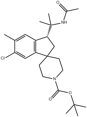 (R)-3-(2-乙酰胺基丙-2-基)-6-氯-5-甲基-2,3-二氢螺[叔茚-1,4'-哌啶] -1'-羧酸叔丁酯,778627-83-1,结构式