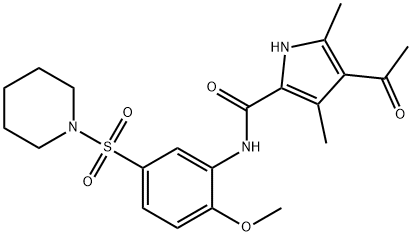 1H-Pyrrole-2-carboxamide, 4-acetyl-N-[2-methoxy-5-(1-piperidinylsulfonyl)phenyl]-3,5-dimethyl-,785812-12-6,结构式