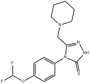 3H-1,2,4-Triazole-3-thione, 4-[4-(difluoromethoxy)phenyl]-2,4-dihydro-5-(1-piperidinylmethyl)- Struktur