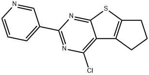 5H-Cyclopenta[4,5]thieno[2,3-d]pyrimidine, 4-chloro-6,7-dihydro-2-(3-pyridinyl)- Struktur