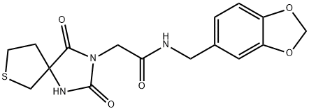 7-Thia-1,3-diazaspiro[4.4]nonane-3-acetamide, N-(1,3-benzodioxol-5-ylmethyl)-2,4-dioxo- Structure