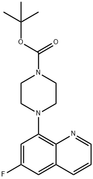 1-Piperazinecarboxylic acid, 4-(6-fluoro-8-quinolinyl)-, 1,1-dimethylethyl ester Struktur