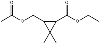 Cyclopropanecarboxylic acid, 3-[(acetyloxy)methyl]-2,2-dimethyl-, ethyl ester Struktur