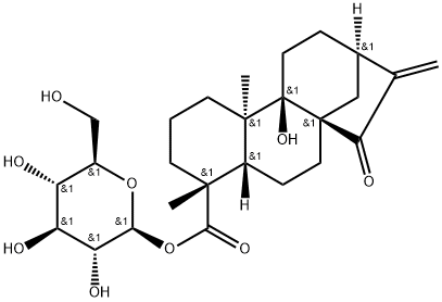 ent-9-Hydroxy-15-oxo-16-kauren-
19-oic acid beta-D-glucopyrasyl ester Structure