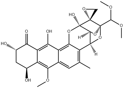 Spiro[2,13-methano-10H-anthra[1,2-b]-1,3-dioxolo[4,5-d]pyran-14,2'-oxiran]-10-one, 2-(dimethoxymethyl)-3a,7,8,9,13,13a-hexahydro-7,9,11,13-tetrahydroxy-6-methoxy-4-methyl-, (2R,2'S,3aS,7S,9S,13R,13aS)- Structure