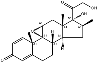 Pregna-1,4-diene-3,20-dione, 9,11-epoxy-17,21-dihydroxy-16-methyl-, (11α,16β)- (9CI), 82536-56-9, 结构式