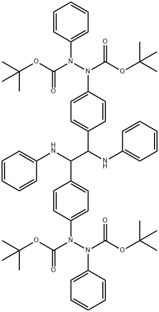1,2-Hydrazinedicarboxylic acid, 1,1'-[[1,2-bis(phenylamino)-1,2-ethanediyl]di-4,1-phenylene]bis[2-phenyl-, tetrakis(1,1-dimethylethyl) ester (9CI) Structure