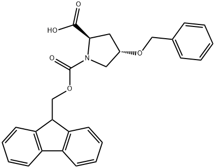 (2R,4S)-4-(benzyloxy)-1-{[(9H-fluoren-9-yl)methoxy]carbonyl}pyrrolidine-2-carboxylic acid 结构式