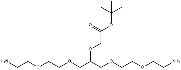 2-[(1,15-二氨基-3,6,10,13-四氧杂十五烷-8-基)氧基]乙酸叔丁酯 结构式