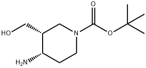 1-Piperidinecarboxylic acid, 4-amino-3-(hydroxymethyl)-, 1,1-dimethylethyl ester, (3R,4S)- 化学構造式
