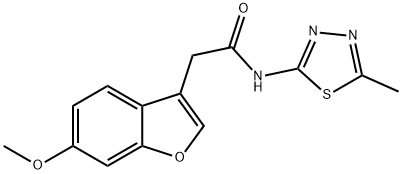 2-(6-甲氧基苯并呋喃-3-基)-N-(5-甲基-1,3,4-噻二唑-2-基)乙酰胺, 848066-61-5, 结构式