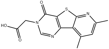 Pyrido[3',2':4,5]thieno[3,2-d]pyrimidine-3(4H)-acetic acid, 7,9-dimethyl-4-oxo- 化学構造式