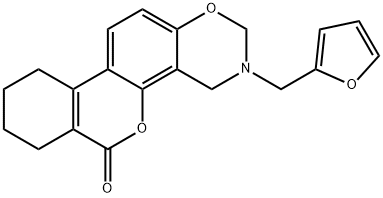 3-(furan-2-ylmethyl)-2,4,7,8,9,10-hexahydroisochromeno[3,4-f][1,3]benzoxazin-6-one 化学構造式
