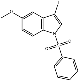 1H-Indole, 3-iodo-5-methoxy-1-(phenylsulfonyl)-,86335-42-4,结构式