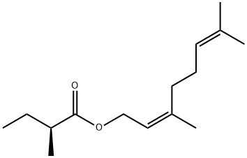 Butanoic acid, 2-methyl-, (2Z)-3,7-dimethyl-2,6-octadien-1-yl ester, (2S)- Structure