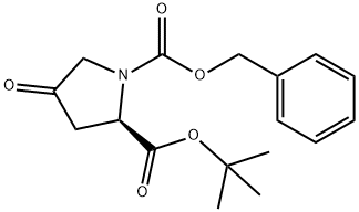 1,2-Pyrrolidinedicarboxylic acid, 4-oxo-, 2-(1,1-dimethylethyl) 1-(phenylmethyl) ester, (2R)- 化学構造式