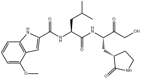 1H-Indole-2-carboxamide, N-[(1S)-1-[[[(1S)-3-hydroxy-2-oxo-1-[[(3S)-2-oxo-3-pyrrolidinyl]methyl]propyl]amino]carbonyl]-3-methylbutyl]-4-methoxy- (9CI) Struktur