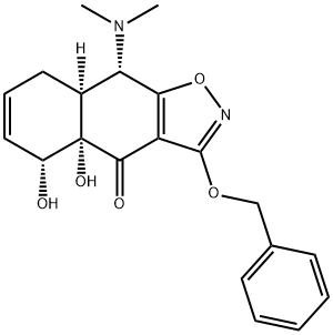 Naphth[2,3-d]isoxazol-4(4aH)-one, 9-(dimethylamino)-5,8,8a,9-tetrahydro-4a,5-dihydroxy-3-(phenylmethoxy)-, (4aS,5R,8aS,9S)- Structure