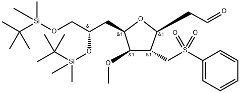 3,6-Anhydro-2,4,7-trideoxy-8,9-bis-O-[(1,1-dimethylethyl)dimethylsilyl]-5-O-methyl-4-[(phenylsulfonyl)methyl]-D-glycero-D-gulo-nonose Struktur