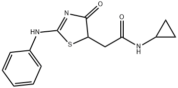 N-环丙基-2-[4-氧代-2-(苯基亚氨基)-1,3-噻唑烷-5-基]乙酰胺 结构式