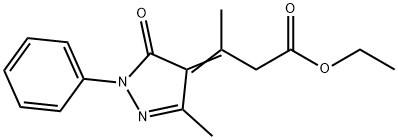Butanoic acid, 3-(1,5-dihydro-3-methyl-5-oxo-1-phenyl-4H-pyrazol-4-ylidene)-, ethyl ester Structure