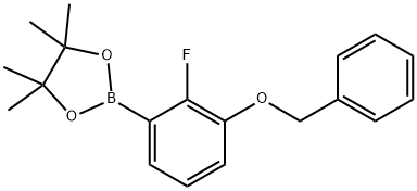 2-(3-(苄氧基)-2-氟苯基)-4,4,5,5-四甲基-1,3,2-二氧硼烷 结构式