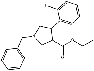 Trans ethyl -1-benzyl-4-(2-fluorophenyl)pyrrolidine-3-carboxylate Struktur