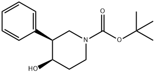 (3S,4R)-叔-丁基 4-羟基-3-苯基哌啶-1-甲酸基酯 结构式