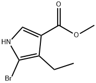 1H-Pyrrole-3-carboxylic acid, 5-bromo-4-ethyl-, methyl ester 化学構造式