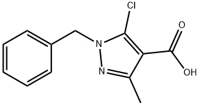 1H-Pyrazole-4-carboxylic acid, 5-chloro-3-methyl-1-(phenylmethyl)- 化学構造式
