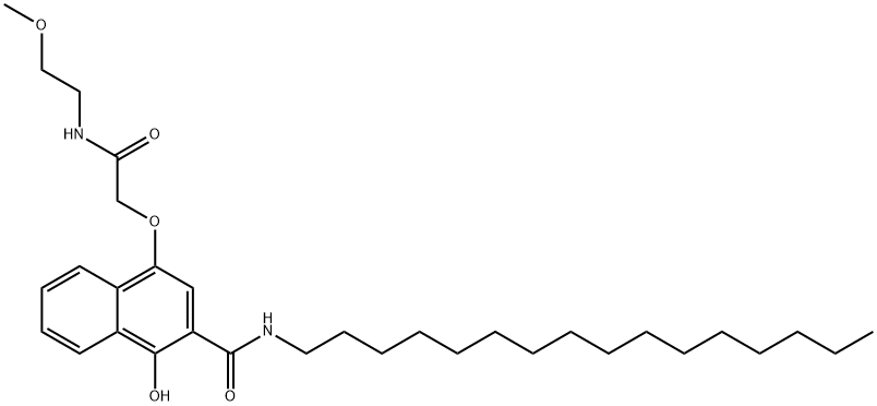 2-Naphthalin carboxyamid, 1-hydroy-4-(methoxiethylaminocarbonyl methoxi)-N-hexadecyl Structure