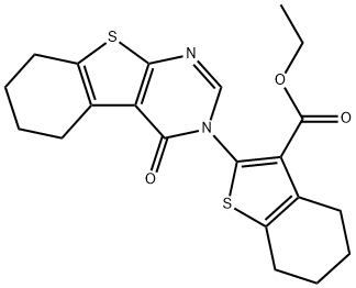 ethyl 2-(4-oxo-5,6,7,8-tetrahydro-[1]benzothiolo[2,3-d]pyrimidin-3-yl)-4,5,6,7-tetrahydro-1-benzothiophene-3-carboxylate,893765-93-0,结构式