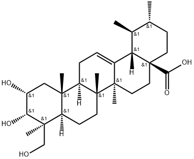 2α,3α,24-トリヒドロキシウルサ-12-エン-28-酸 化学構造式