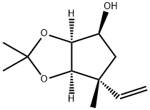 4H-Cyclopenta-1,3-dioxol-4-ol, 6-ethenyltetrahydro-2,2,6-trimethyl-, (3aS,4S,6R,6aR)- 化学構造式