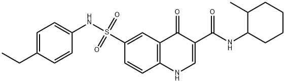 6-(N-(4-乙基苯基)氨磺酰基)-N-(2-甲基环己基)-4-氧代-1,4-二氢喹啉-3-甲酰胺, 901045-74-7, 结构式