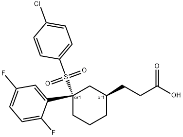 顺式-4-[(4-氯苯基)磺酰基]-4-(2,5-二氟苯基)环己烷丙酸,902240-86-2,结构式