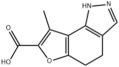 1H-Furo[2,3-g]indazole-7-carboxylic acid, 4,5-dihydro-8-methyl- (9CI) Struktur