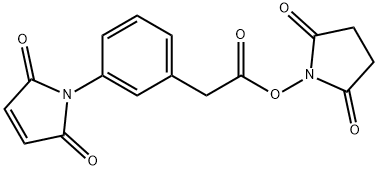 Benzeneacetic acid, 3-(2,5-dihydro-2,5-dioxo-1H-pyrrol-1-yl)-, 2,5-dioxo-1-pyrrolidinyl ester Struktur