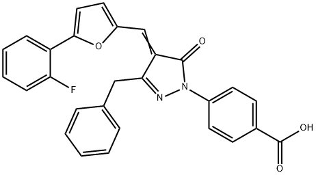916232-21-8 4-(3-苄基-4-((5-(2-氟苯基)呋喃-2-基)亚甲基)-5-氧代-4,5-二氢-1H-吡唑-1-基)苯甲酸