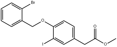 Benzeneacetic acid, 4-[(2-bromophenyl)methoxy]-3-iodo-, methyl ester Structure