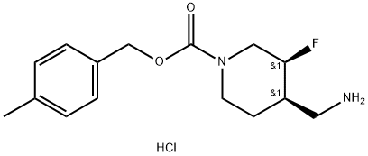 (3S,4R)-4-methylbenzyl 4-(aminomethyl)-3-fluoropiperidine-1-carboxylate hydrochloride 结构式