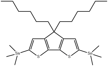 Stannane, 1,1'-(4,4-dihexyl-4H-cyclopenta[2,1-b:3,4-b']dithiophene-2,6-diyl)bis[1,1,1-trimethyl- 结构式