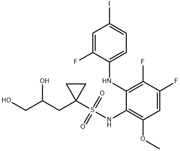 Cyclopropanesulfonamide, N-[3,4-difluoro-2-[(2-fluoro-4-iodophenyl)amino]-6-methoxyphenyl]-1-(2,3-dihydroxypropyl)- Struktur