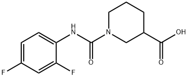 1-((2,4-二氟苯基)氨基甲酰基)哌啶-3-羧酸,923207-45-8,结构式