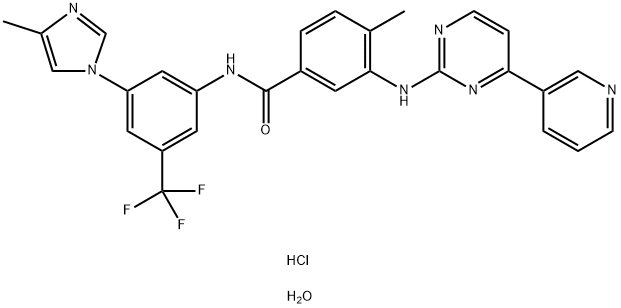 Benzamide, 4-methyl-N-[3-(4-methyl-1H-imidazol-1-yl)-5-(trifluoromethyl)phenyl]-3-[[4-(3-pyridinyl)-2-pyrimidinyl]amino]-, hydrochloride, hydrate (1:1:2) Struktur