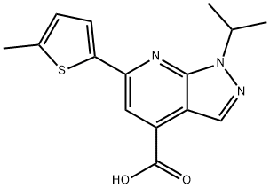 6-(5-甲基噻吩-2-基)-1-(丙-2-基)-1H-吡唑并[3,4-B]吡啶-4-羧酸, 924232-60-0, 结构式