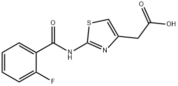 2-[2-(2-fluorobenzamido)-1,3-thiazol-4-yl]acetic acid Struktur