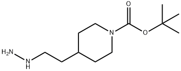 1-Piperidinecarboxylic acid, 4-(2-hydrazinylethyl)-, 1,1-dimethylethyl ester Struktur