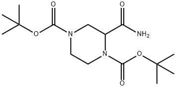 di-tert-butyl 2-carbamoylpiperazine-1,4-dicarboxylate Struktur