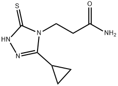 3-(3-cyclopropyl-5-sulfanyl-4H-1,2,4-triazol-4-yl)propanamide Struktur